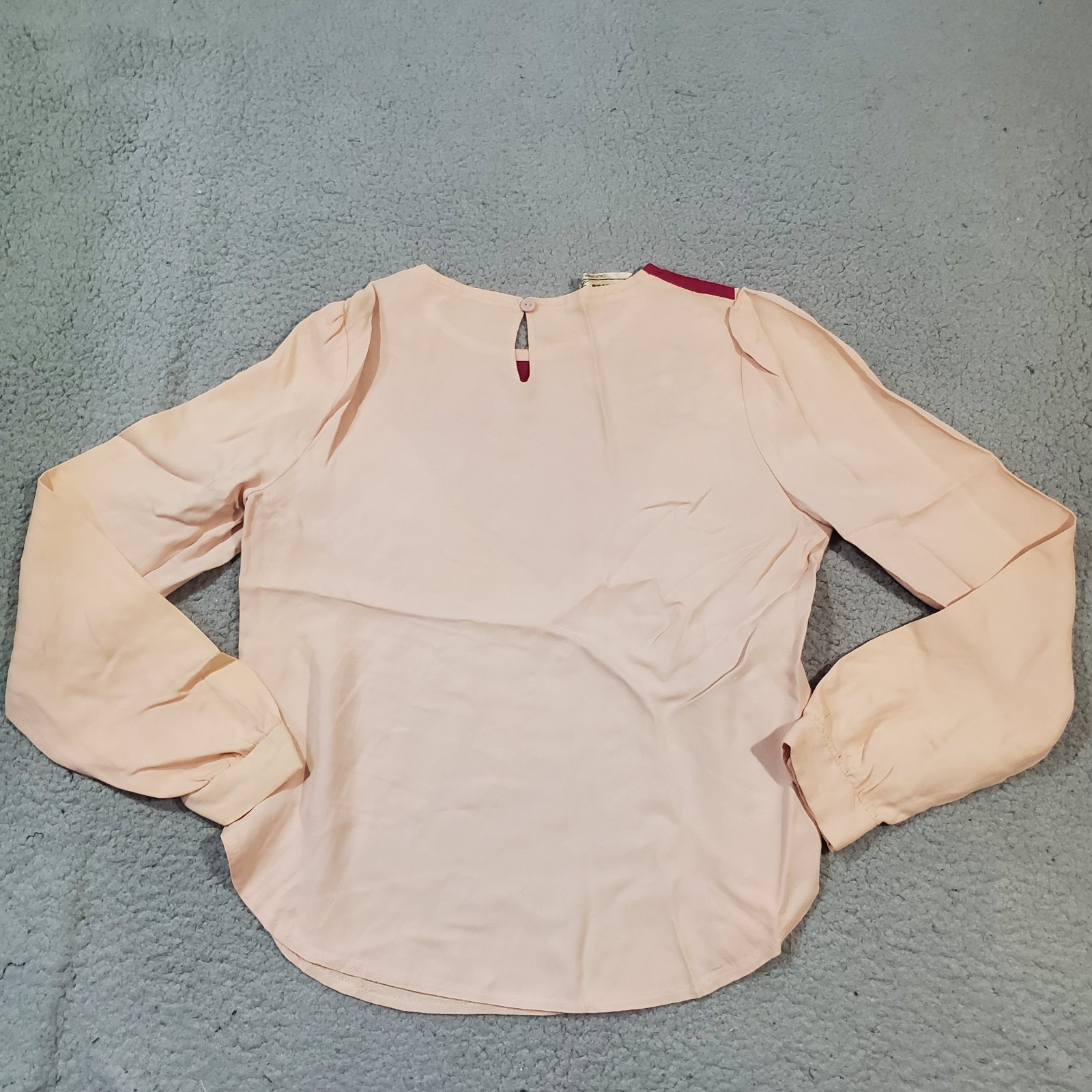 Vintage Phases Top Womens Small Pink Purple Flower Blouse Long Sleeve 70s 80s