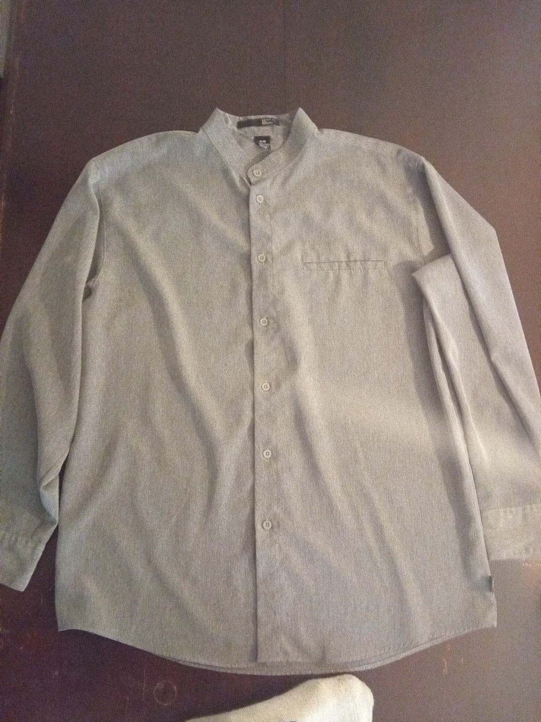 Point X L Dress Shirt Mens Heather Gray Button Up Manderin Collar Long Sleeve