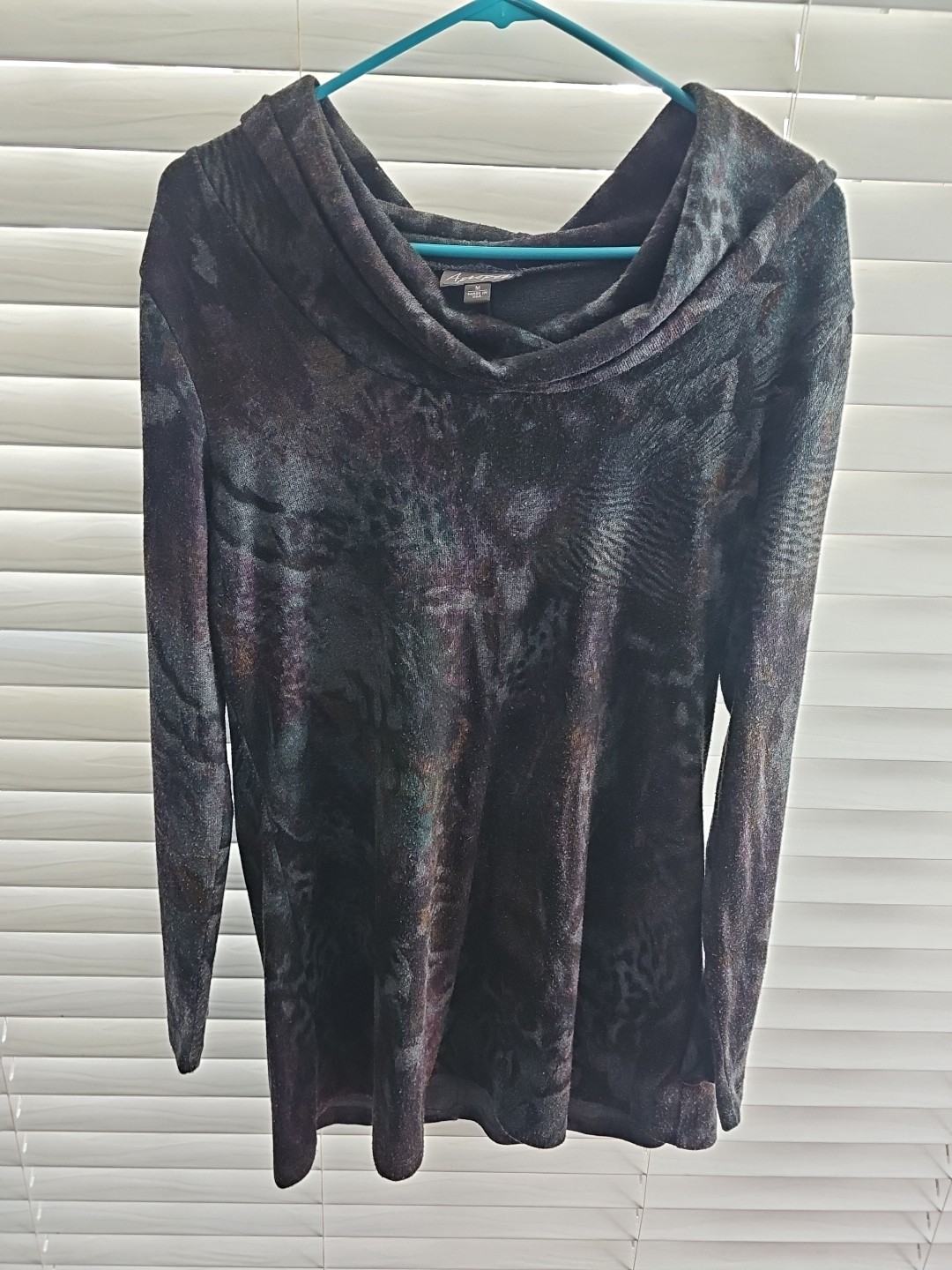 APROPOS Patterned Cowl Neck Tunic Abstract Design Medium Womens Made In USA