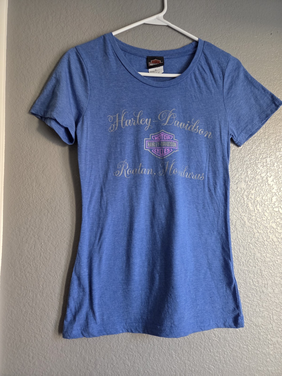 Harley-Davidson Roatan Honduras Blue Angel Wings Graphic Tee Size S