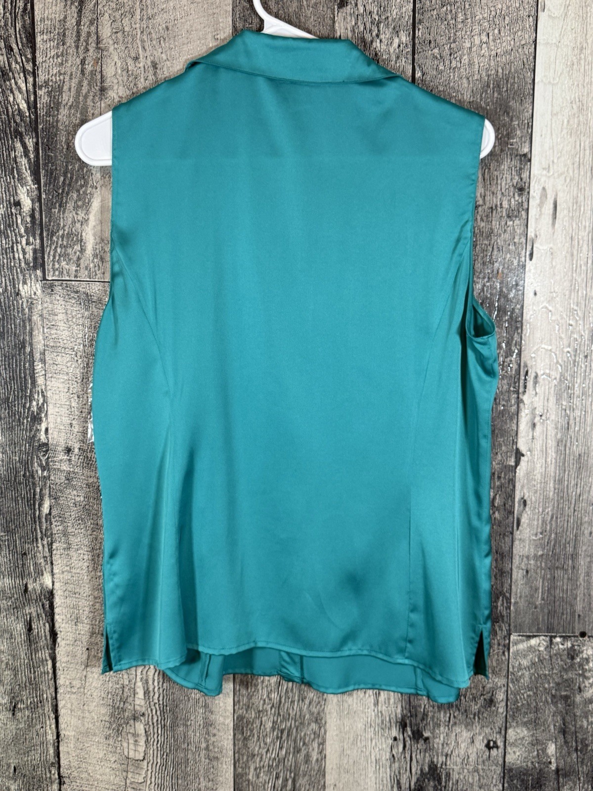 NWT Alex Marie Green Sleeveless Button Up Ruffled Top Size Petite Large