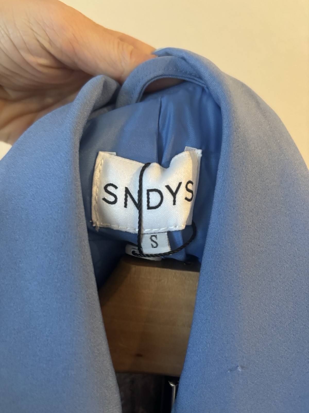 NWT SNDYS Axel Blazer Blue Tortoise Workwear Button Structured Jacket Small
