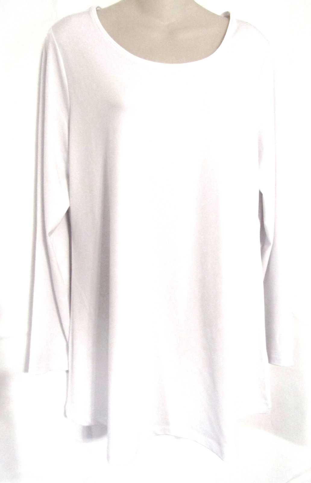 SUSAN GRAVER WHITE POLYESTER-SPANDEX BLEND L/S TOP TUNIC SWEATER sz: M