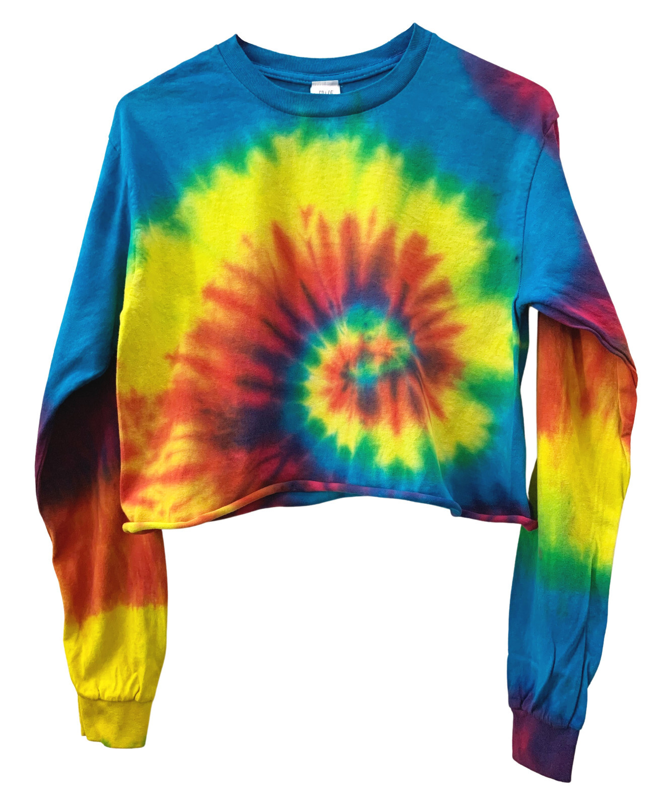 Classic Rainbow Tie Dye Cropped Long Sleeve Unisex Tee