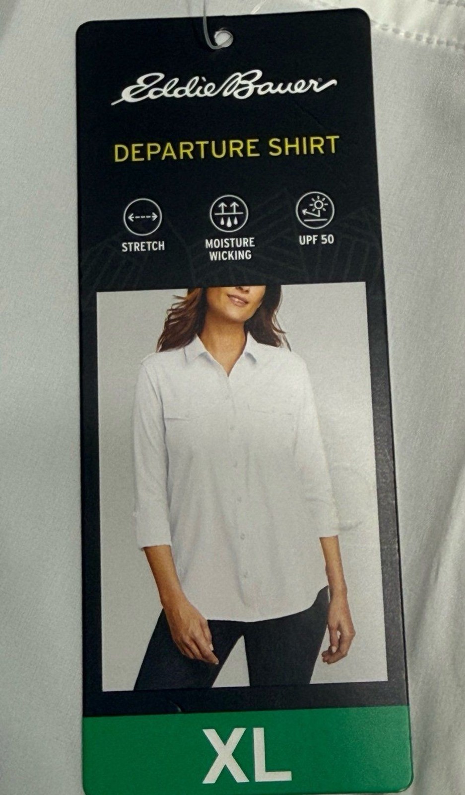 NWT. Eddie Bauer Womens Departure Button Down Travel Shirt Size XLWhite $65 P159