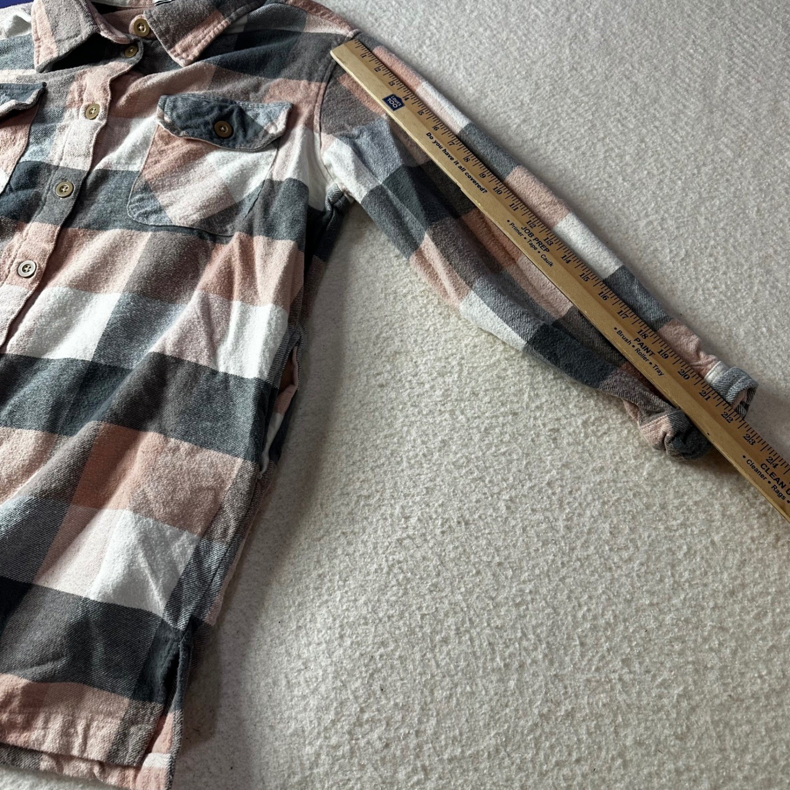 DASH Plaid Flannel Button Down Shirt Jacket Oversized Cozy Casual Grunge Women L