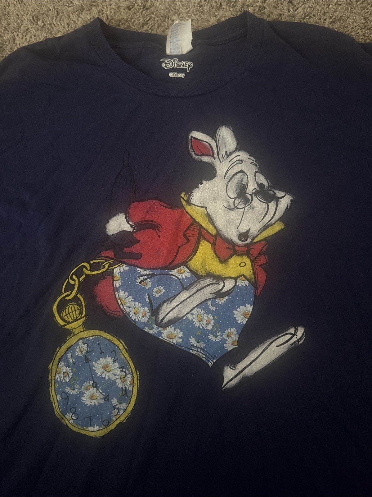 Alice In wonderland White Rabbit Disney T-shirt Navy Size 3X