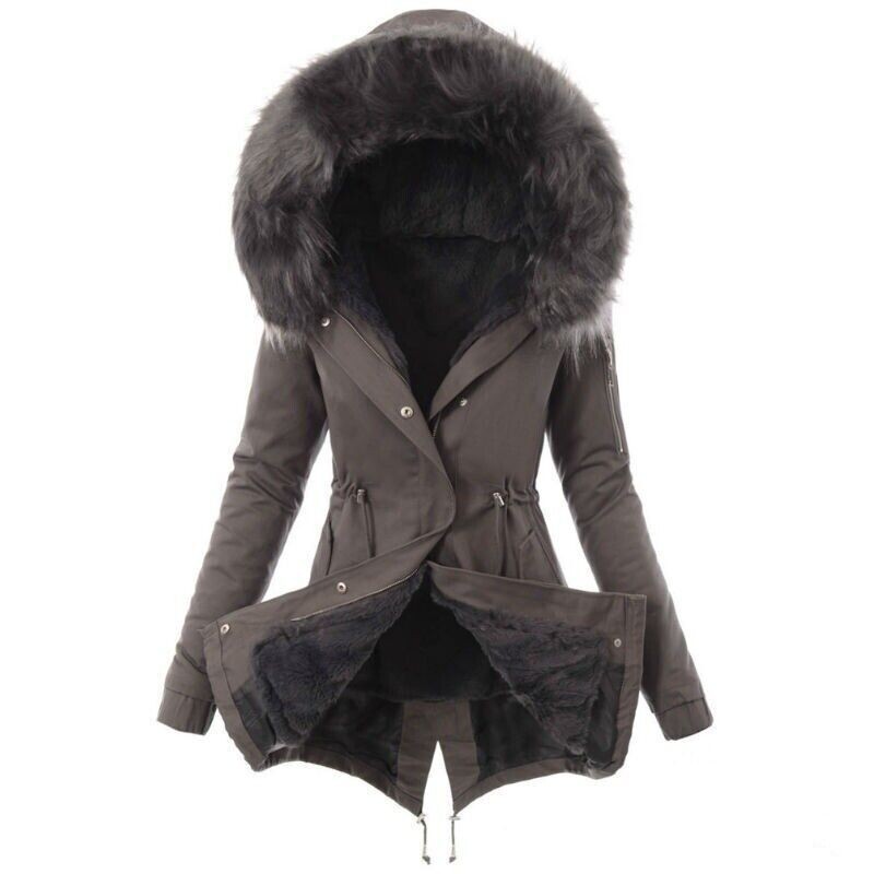 Women’s Thick Winter Warm Fur Hooded Long Coat Jacket Parka Outwear Puffer Coat