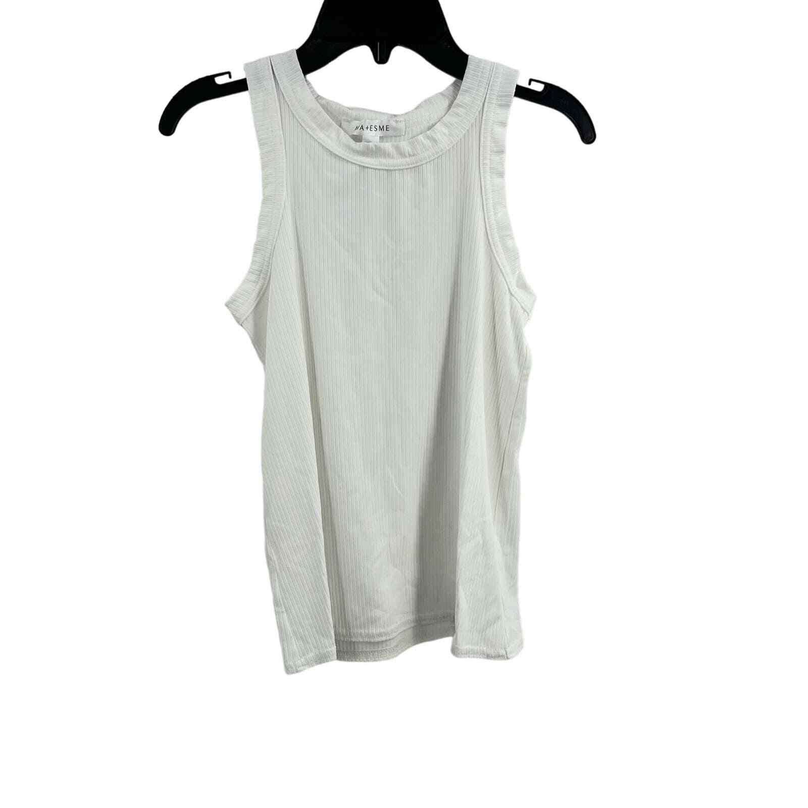 Ava + Esme White Ribbed Sleeveless Tee New Size XS