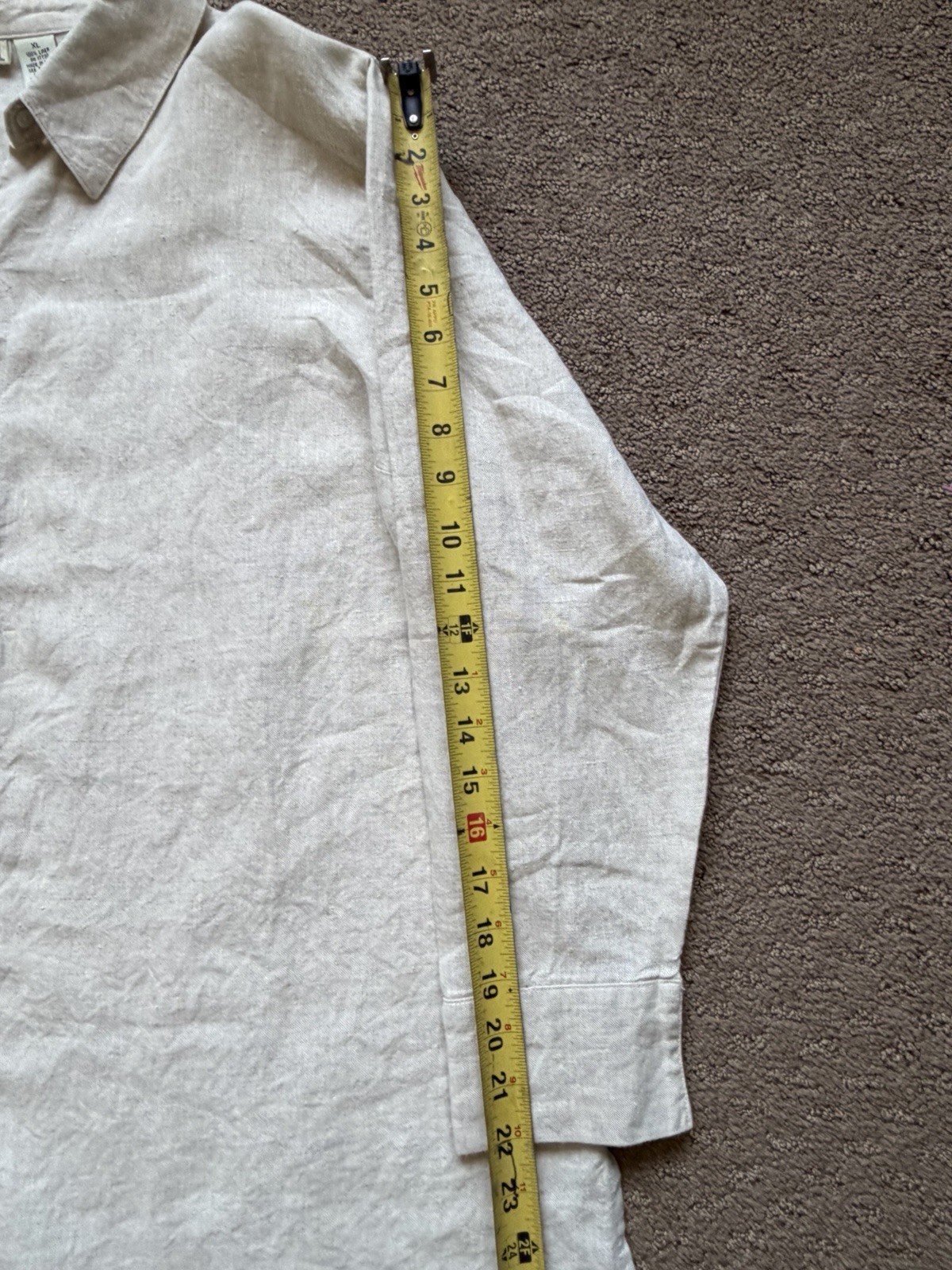 Linden Hill 100% Linen Button Up Shirt Women’s XL Beige Long Sleeve Relaxed Fit