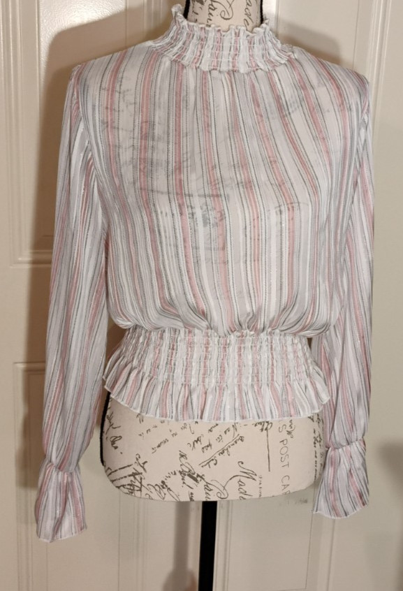 Nylon Apparel Blouse Junior Girl Size Large Color White and Pink