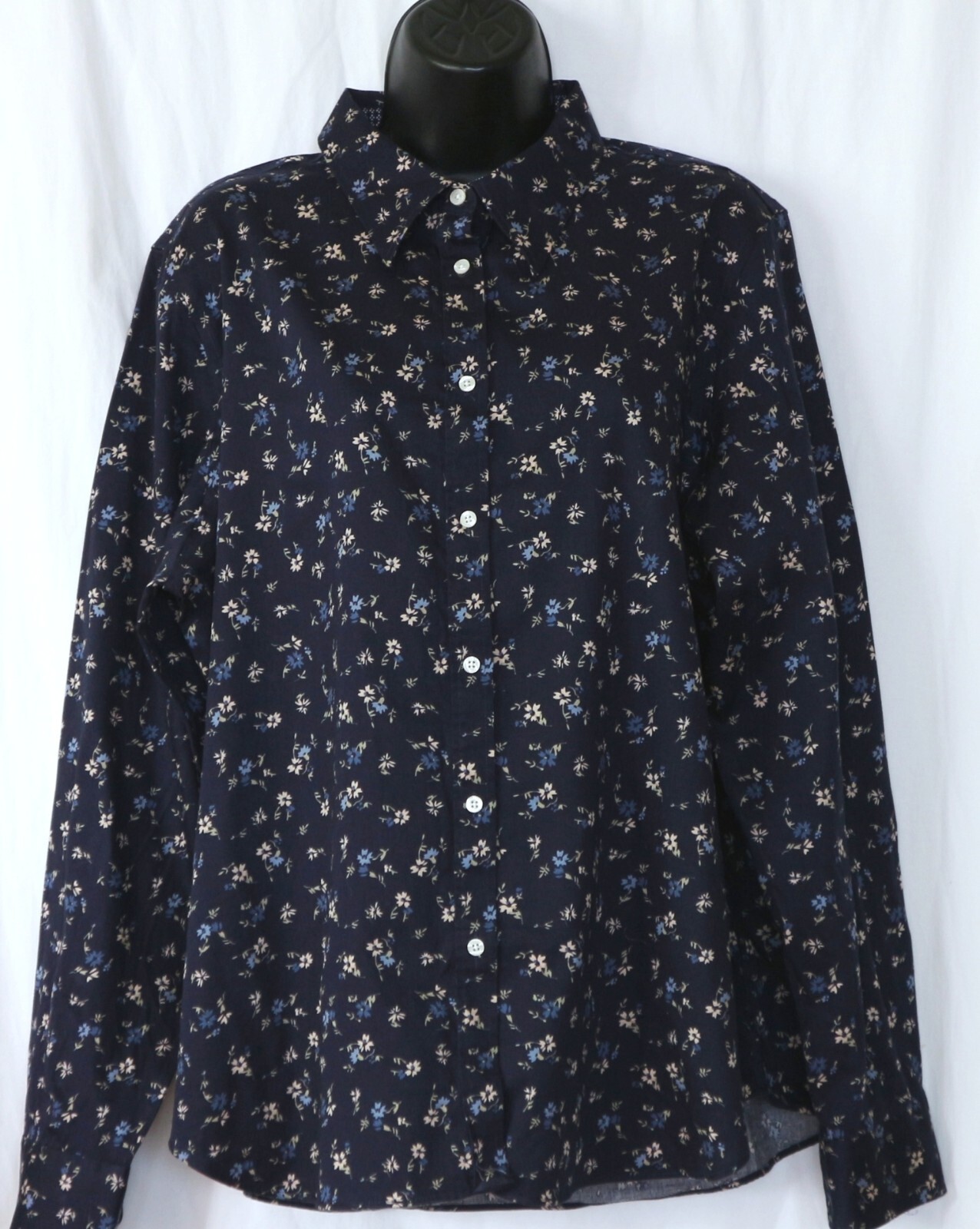 CHAPS No Iron Navy Floral Cotton Blse 48 In Chest 28 In Long Sz XXL EXC