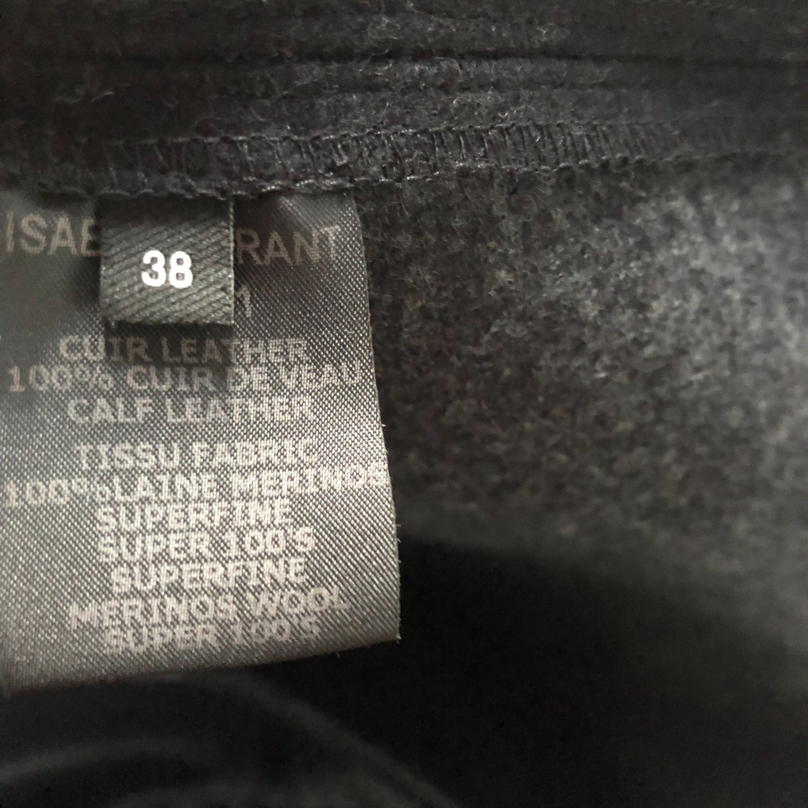 Isabel Marant Top UK 10 FR 38 Black Merino Wool Calf Leather Short Sleeve Luxury