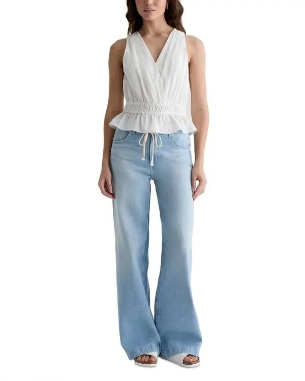 198$ AG Adriano Goldschmied Carrie Cropped Blouse Top Sleeveless Size XS White