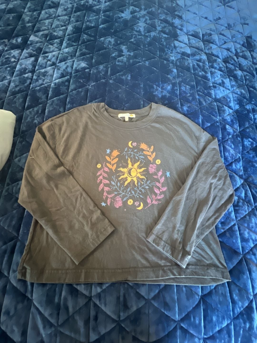 C&C California Women’s Celestial Sun and Floral Graphic Long Sleeve Crewneck Tee