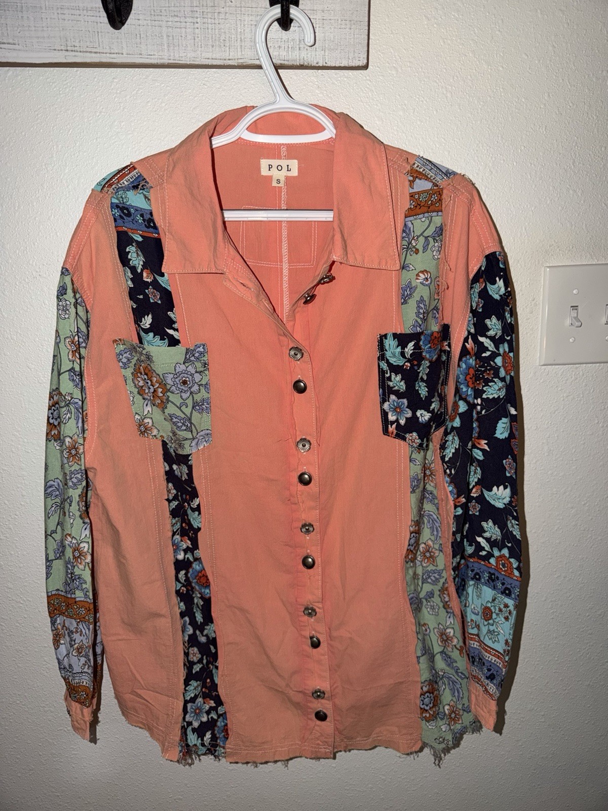POL Colorblock Floral Women’s Button-Down Shirt – Oversized small – NWOT