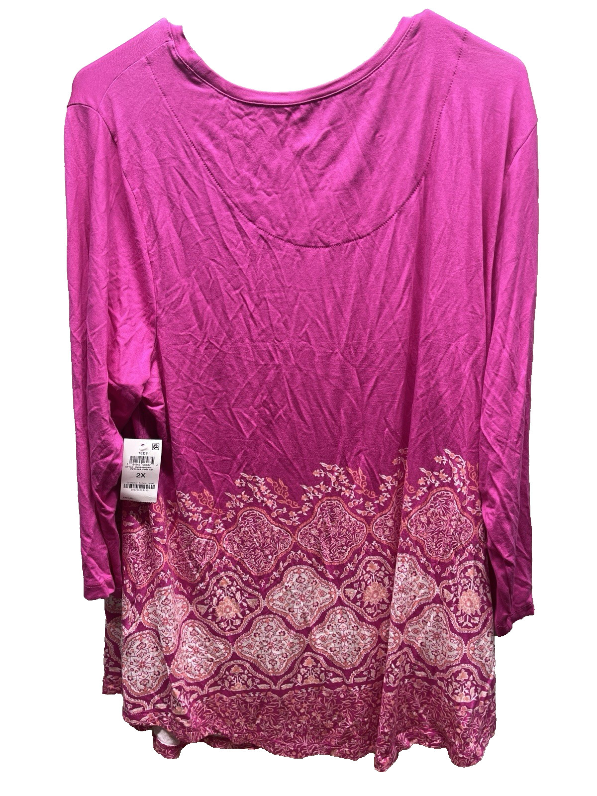 JM Collection top womens plus size 2X petunia pink 3/4 sleeve New! shirt
