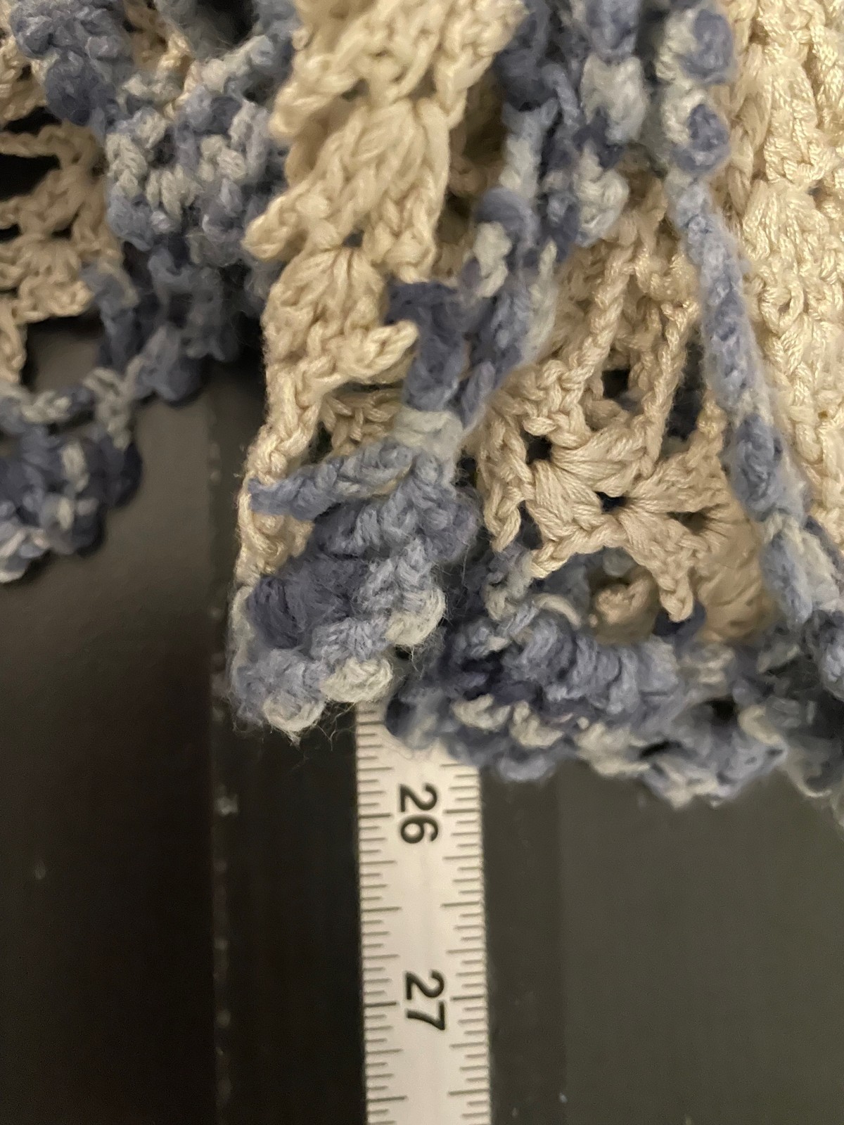 Trendology Tank Top Womens Small Blue Cream Crochet Sheer Boho Festival Hippie
