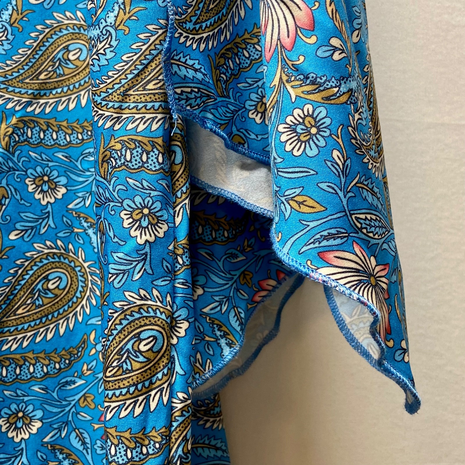 Women’s Kimono Top Blue Paisley Open Front Bohemian Western Small Duster NWT