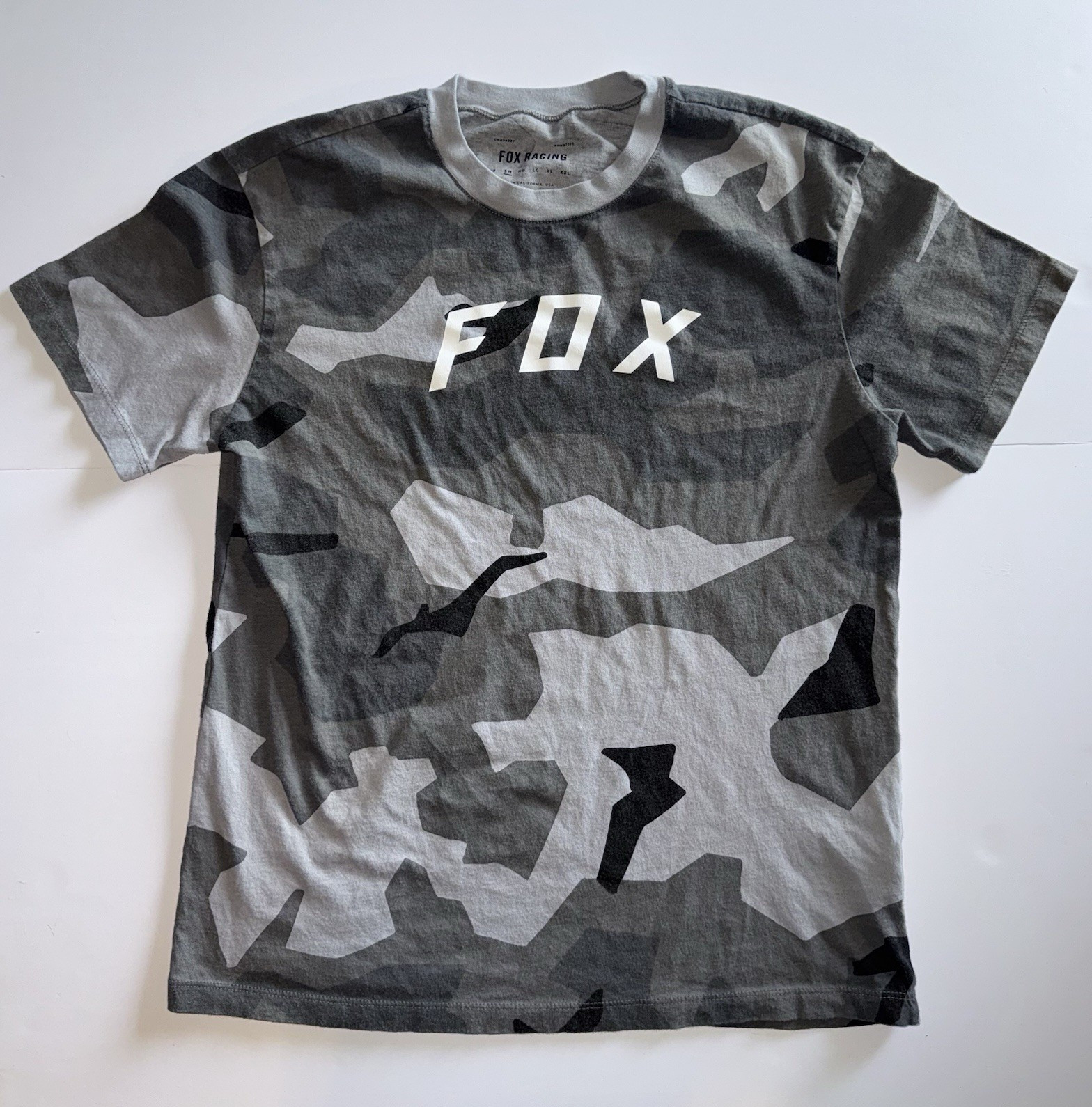 Fox Racing Gray Camo Logo Crew Neck Short Sleeve Women’s T-Shirt Size SM