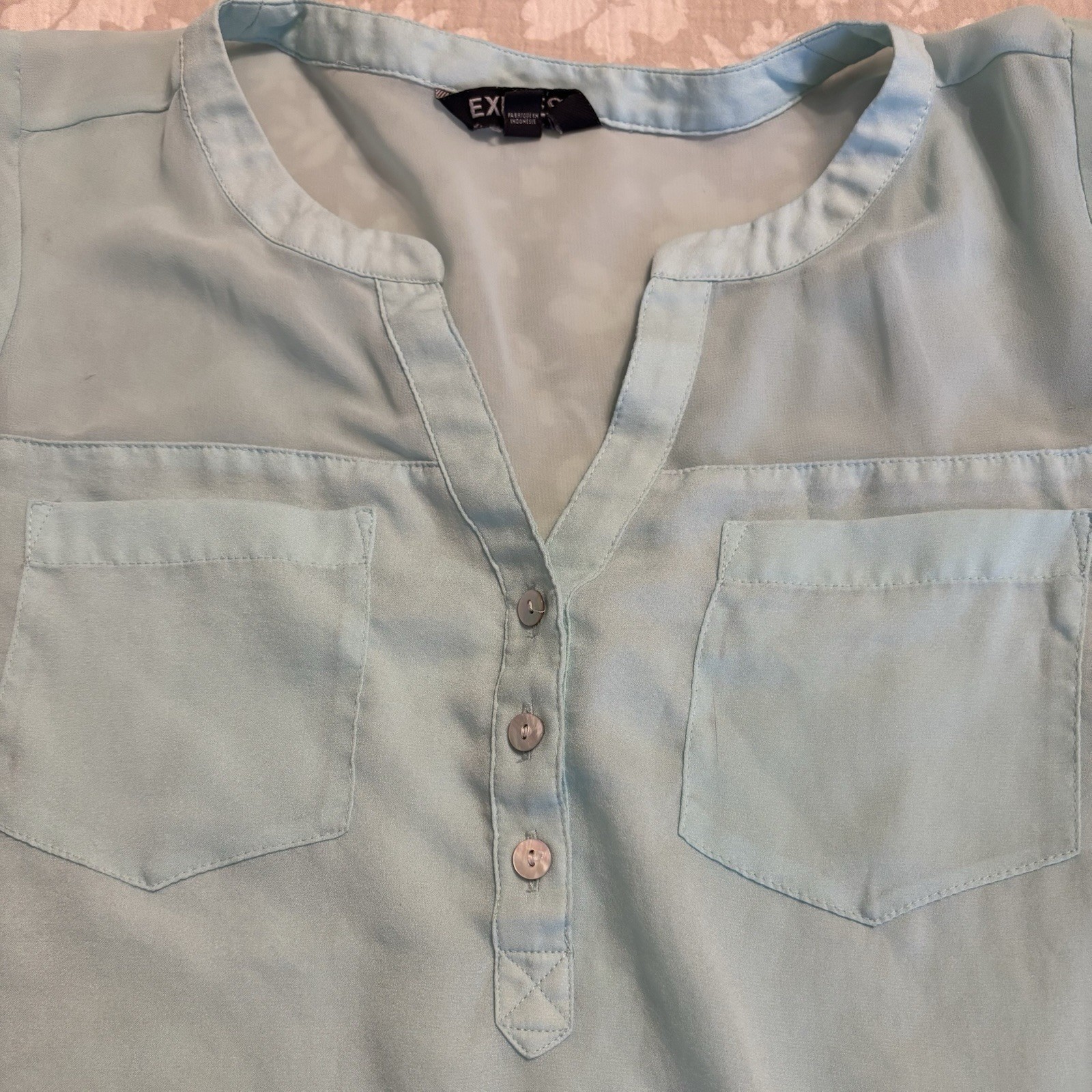 Express Sheer Sea Green Blouse Beachy Costal Garden party Top Size S