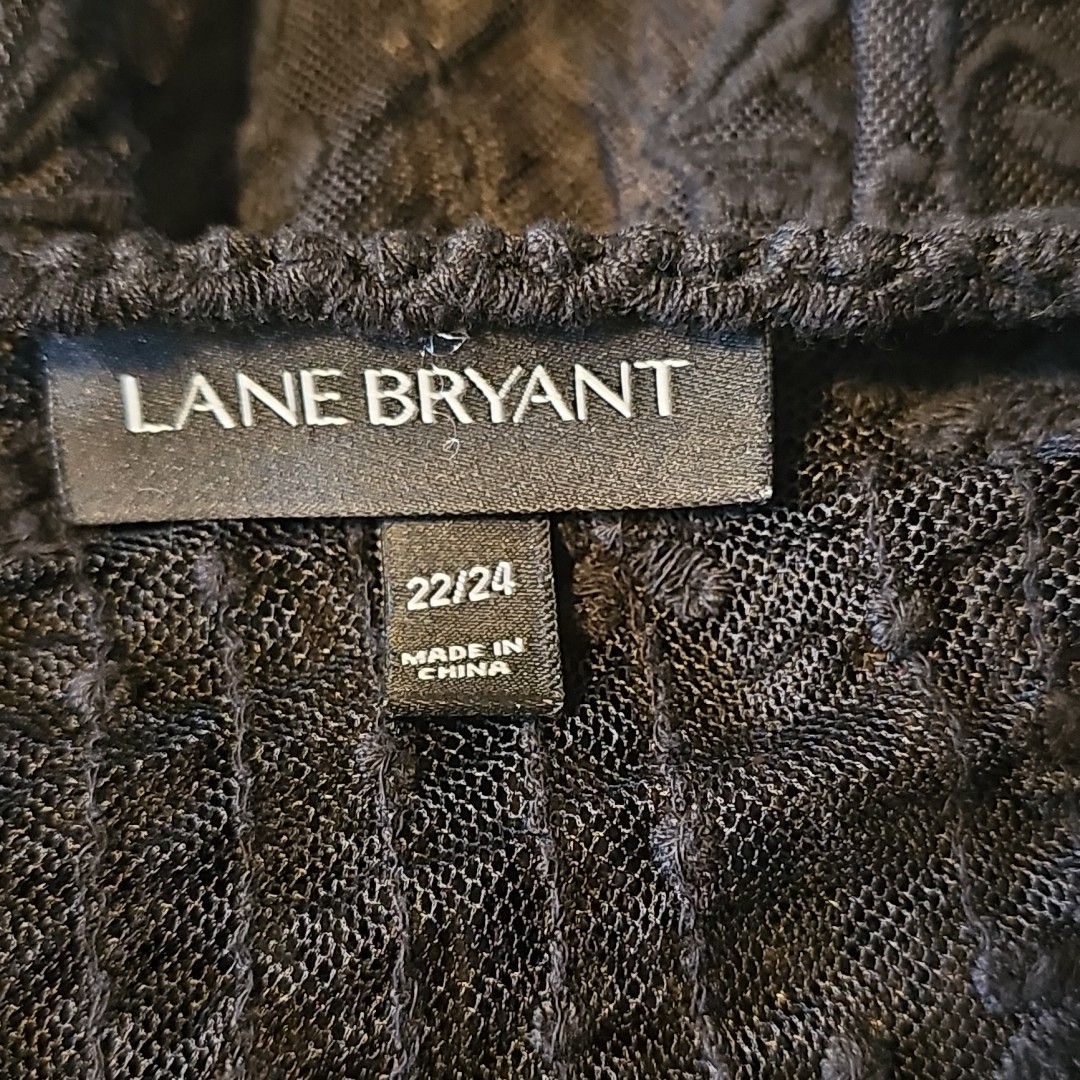 Lane Bryant 22/24W Black Lace Button Up Embroidered Mesh Blouse Goth Punk Emo