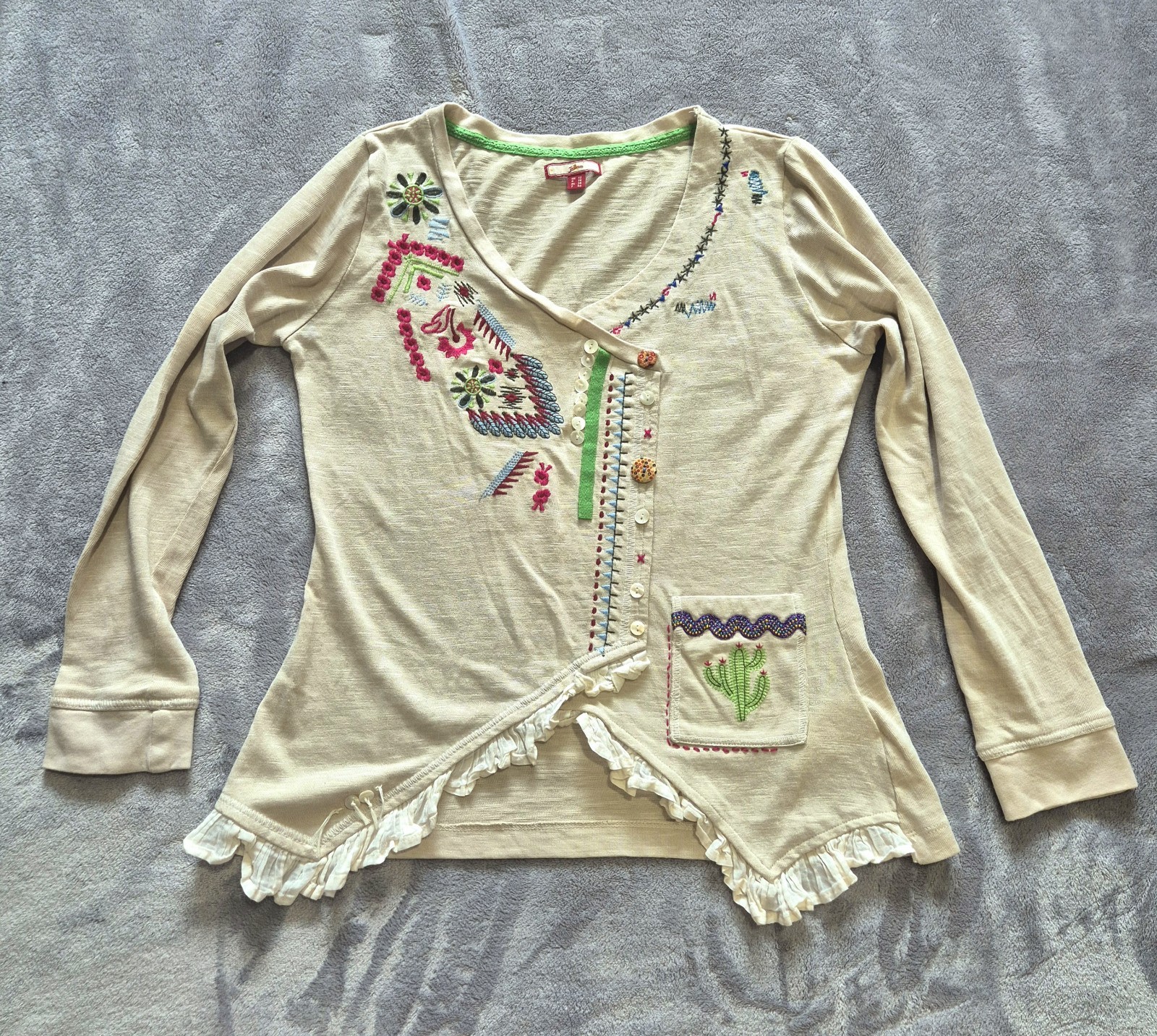 Joe Browns Boho Embroidered Long Sleeve Top UK 12 Folk cottagecore Fairycore