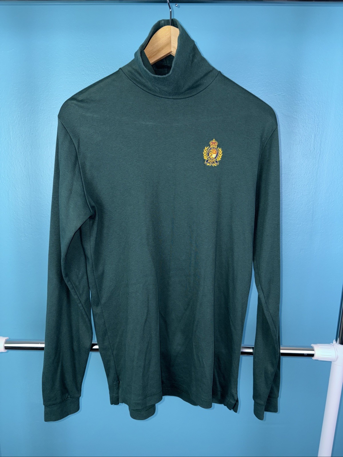 Vintage Women’s Polo Ralph Lauren Turtleneck Size XL Made In USA Green Crest 90s