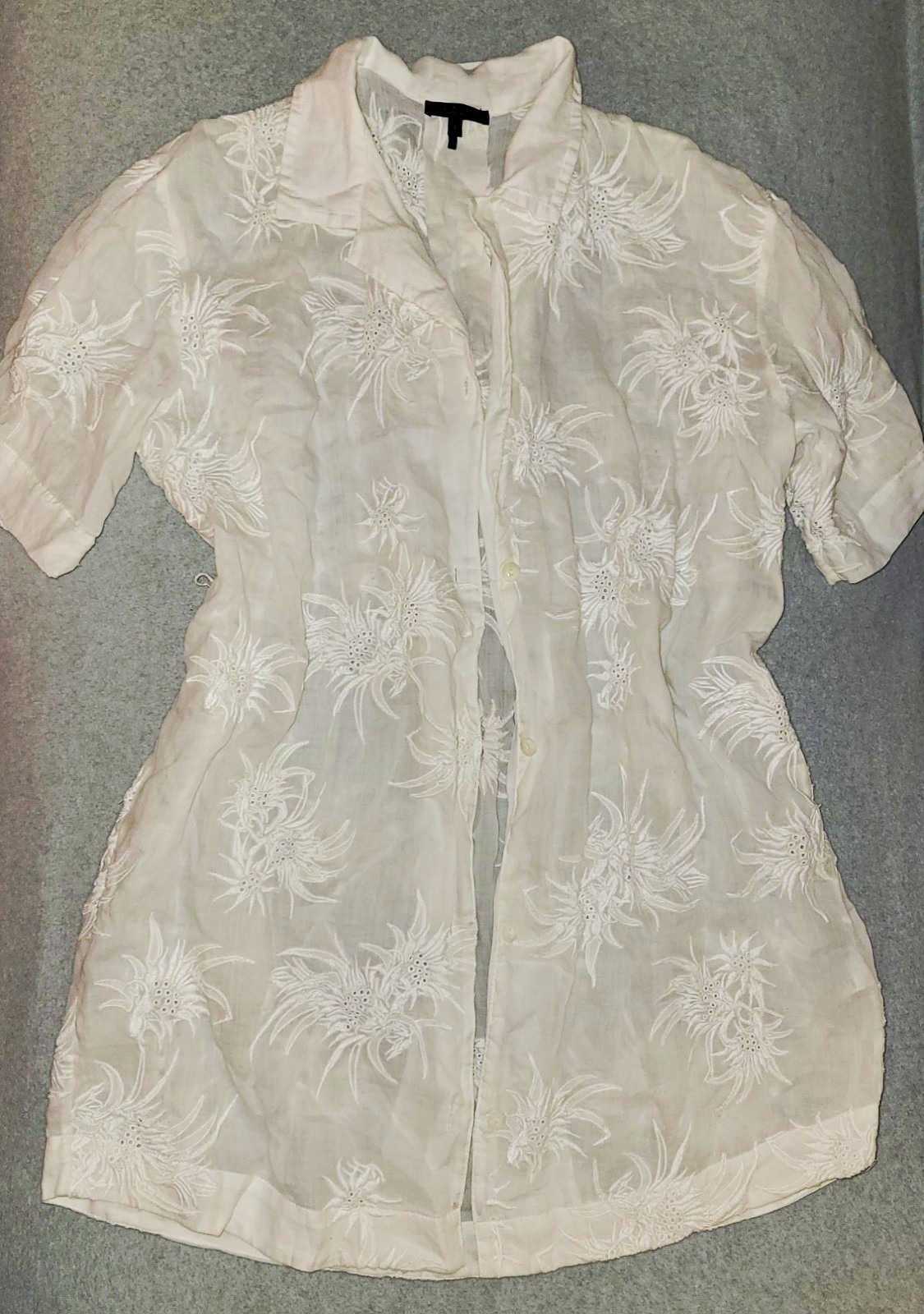 rag & bone New York Women’s Woven Floral White Collared Embroidered Shirt S