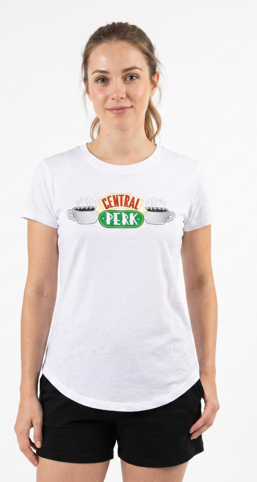 FRIENDS The TV Series Womens Central Perk Coffee Shop White Shirt New XS-L
