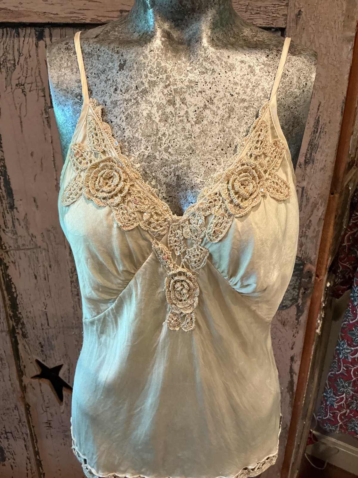 Hale Bob Y2K Vintage Silk Fairy Beaded Tank Top Whimsigoth Romantic M