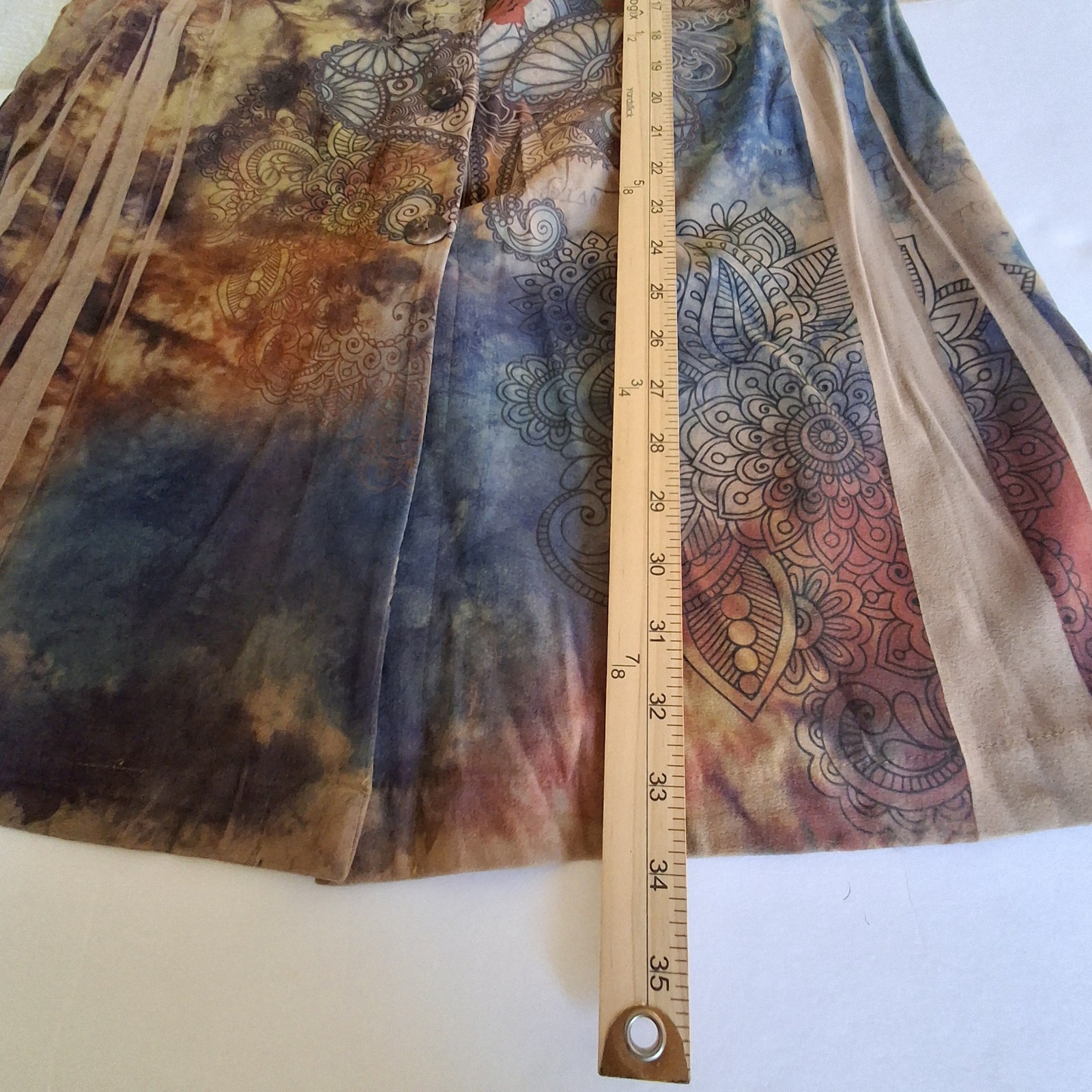 FANTAZIA Lagenlook Tunic Shirt 1X Art To Wear Rose Floral Script Made in USA ITY