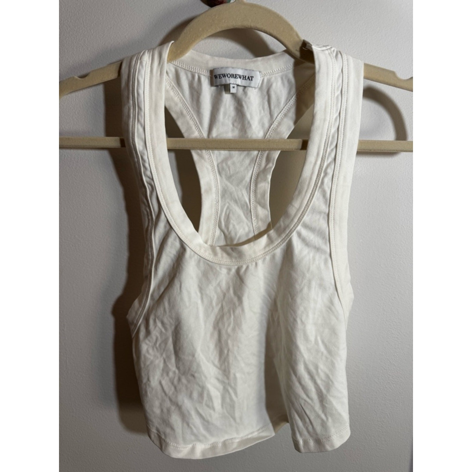 WEWOREWHAT Off white Scoop Neck Racerback Cropped Tank