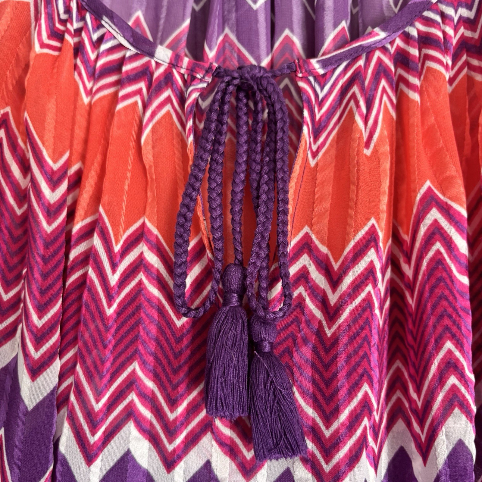 Stylus Chevron Tassel Tie Tank Top Purple Orange V-Neck Sleeveless Size 3X