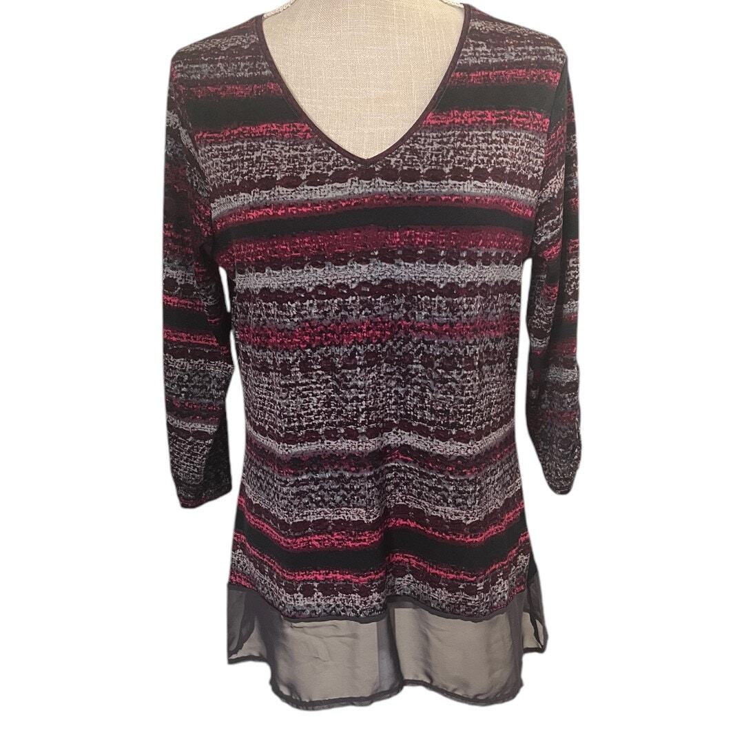 1 Piece, Medium Layered Look Top w/ 3/4 Sleeves, Scoop V Neck, New Directions