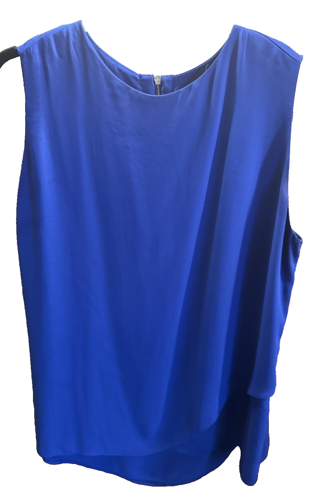 Chico’s Sleeveless Blue Top Asymmetrical Layered Cross Over Front Size 1 Medium