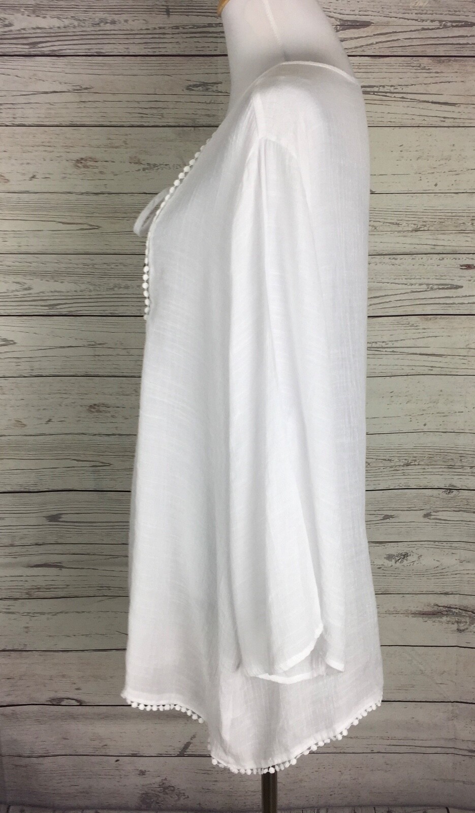 Carolyn Taylor Woman White Bell Sleeve Lace Tunic Peasant Top Plus Size 1X
