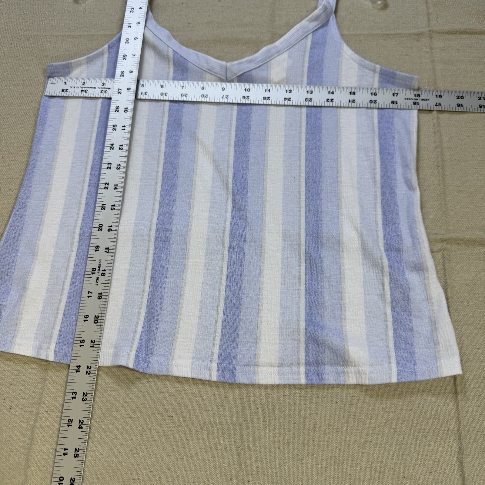 Laura Ashley Tank Top Womens Sz S Blue Striped Relaxed Fit Tie Strap Woven Cami