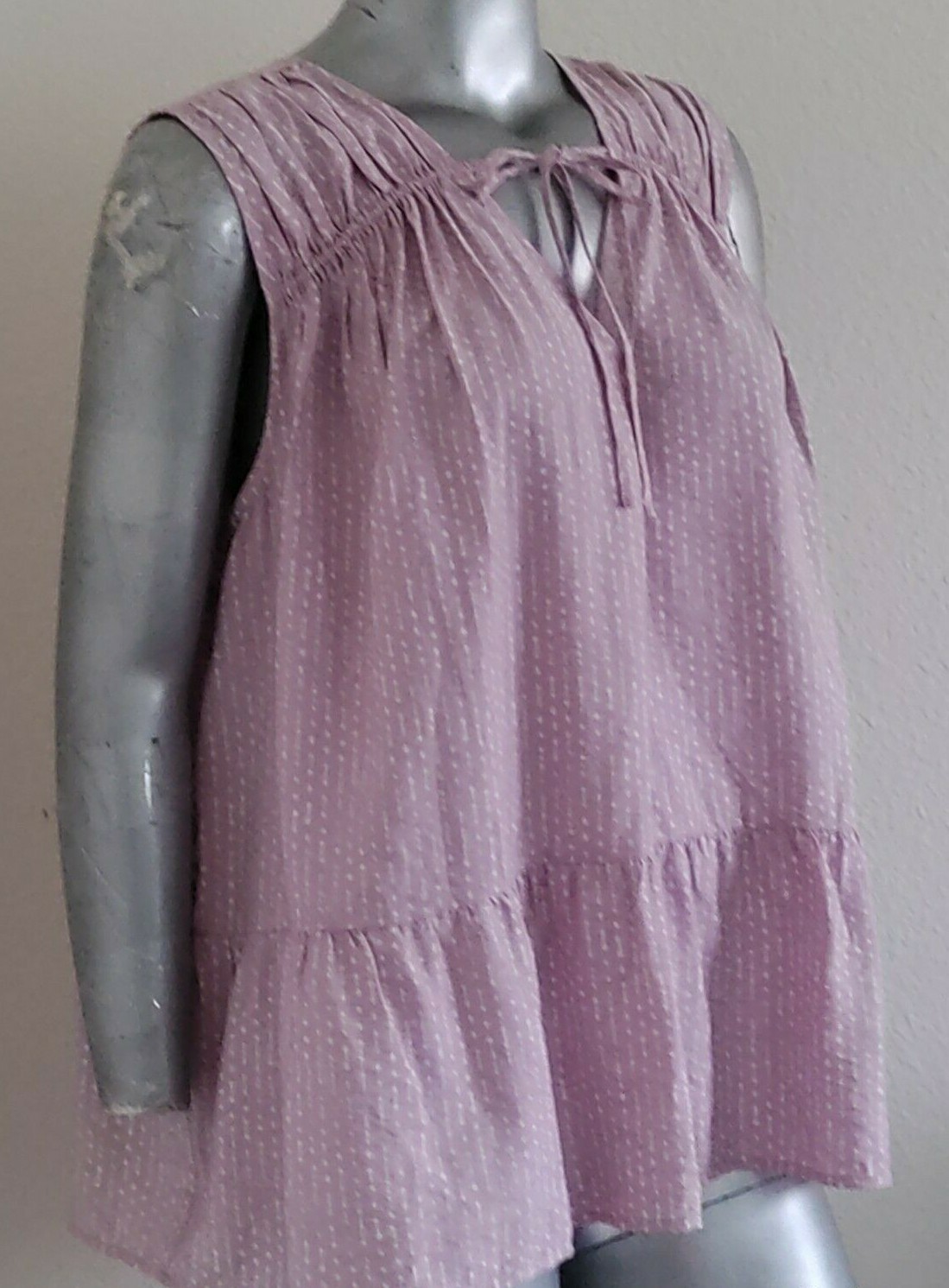 NEW A New Day TIERED PLEATED CUT OUT TIE V~NECK TOP BLOUSE Size 2X Sleeveless