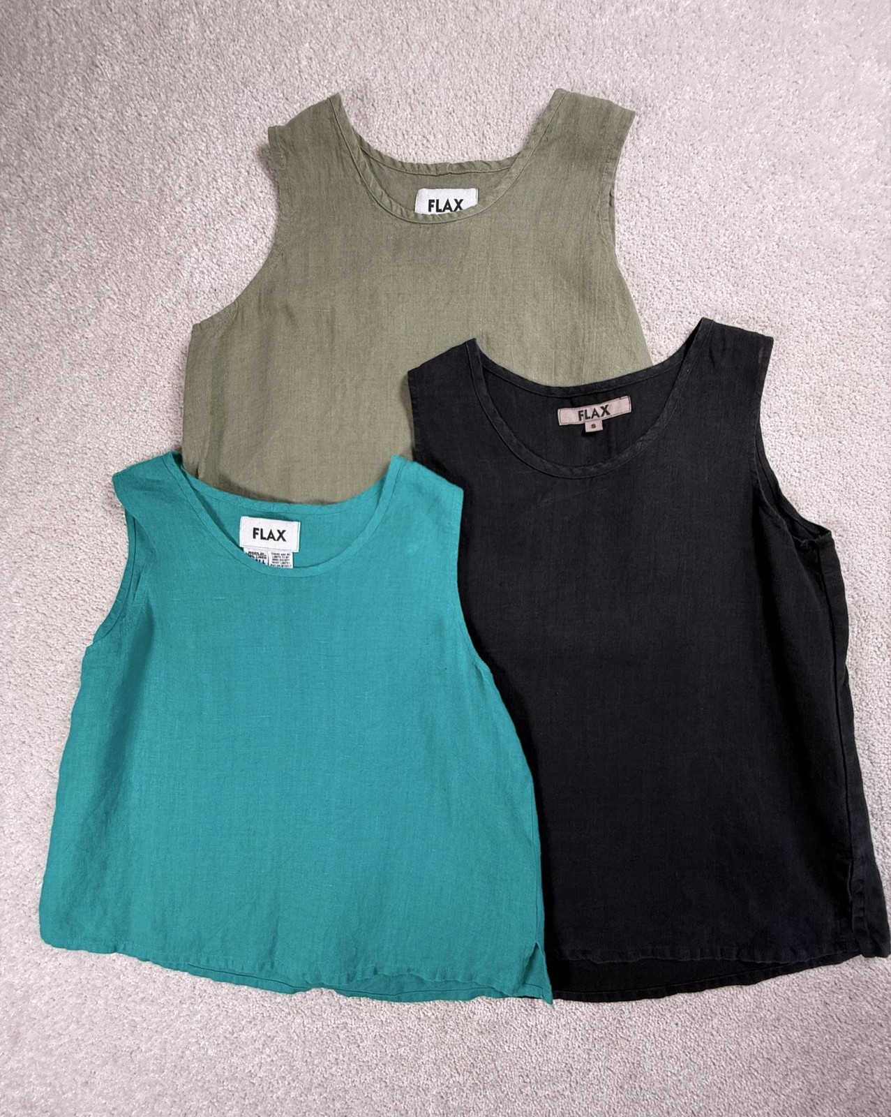 FLAX Tank Top Women S Green Black Blue Linen Sleeveless Coastal Beachy Minimal 3