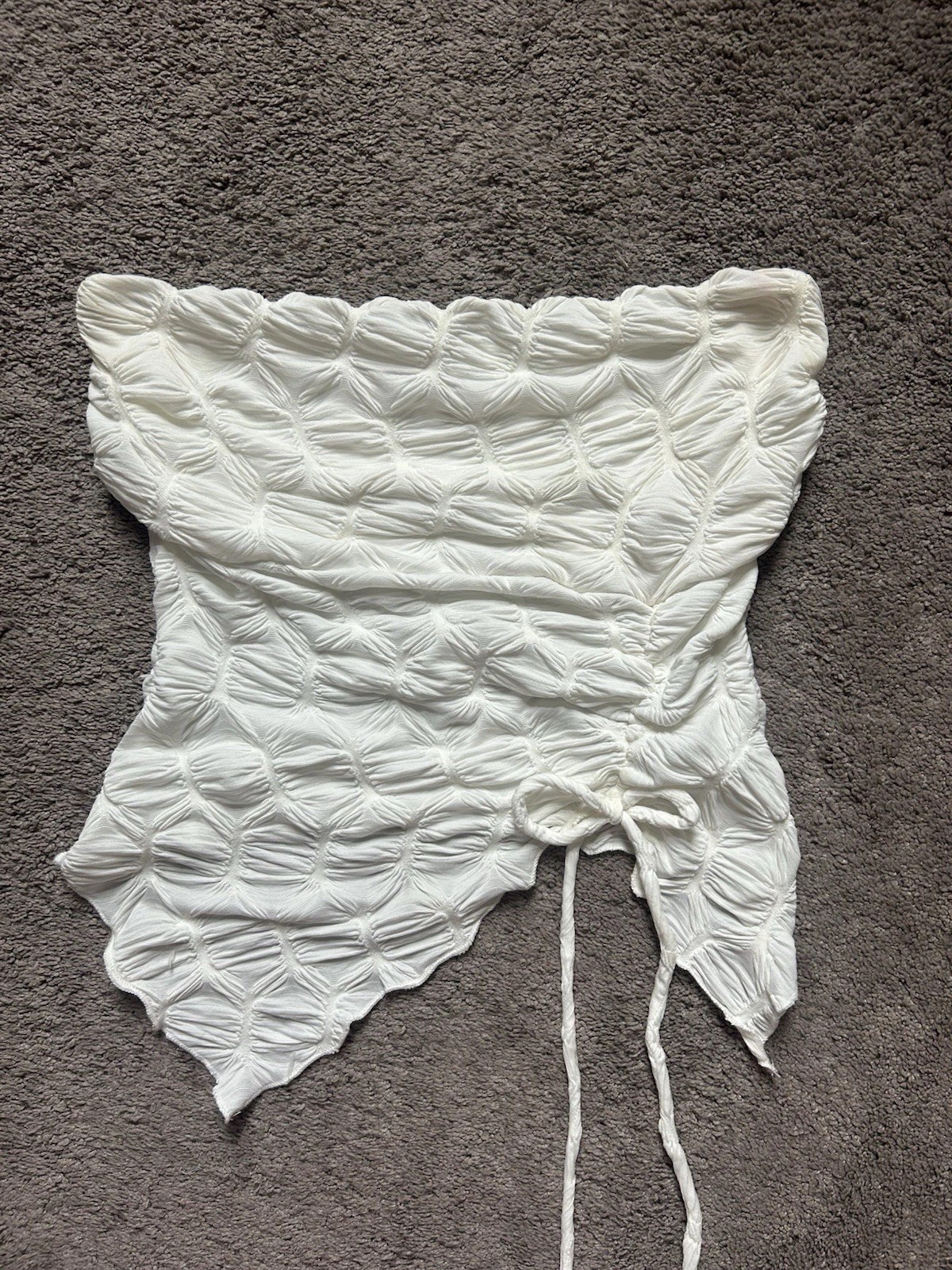 See You Monday Women’s White Textured Knit Strapless Stretch Tube Crop Top M