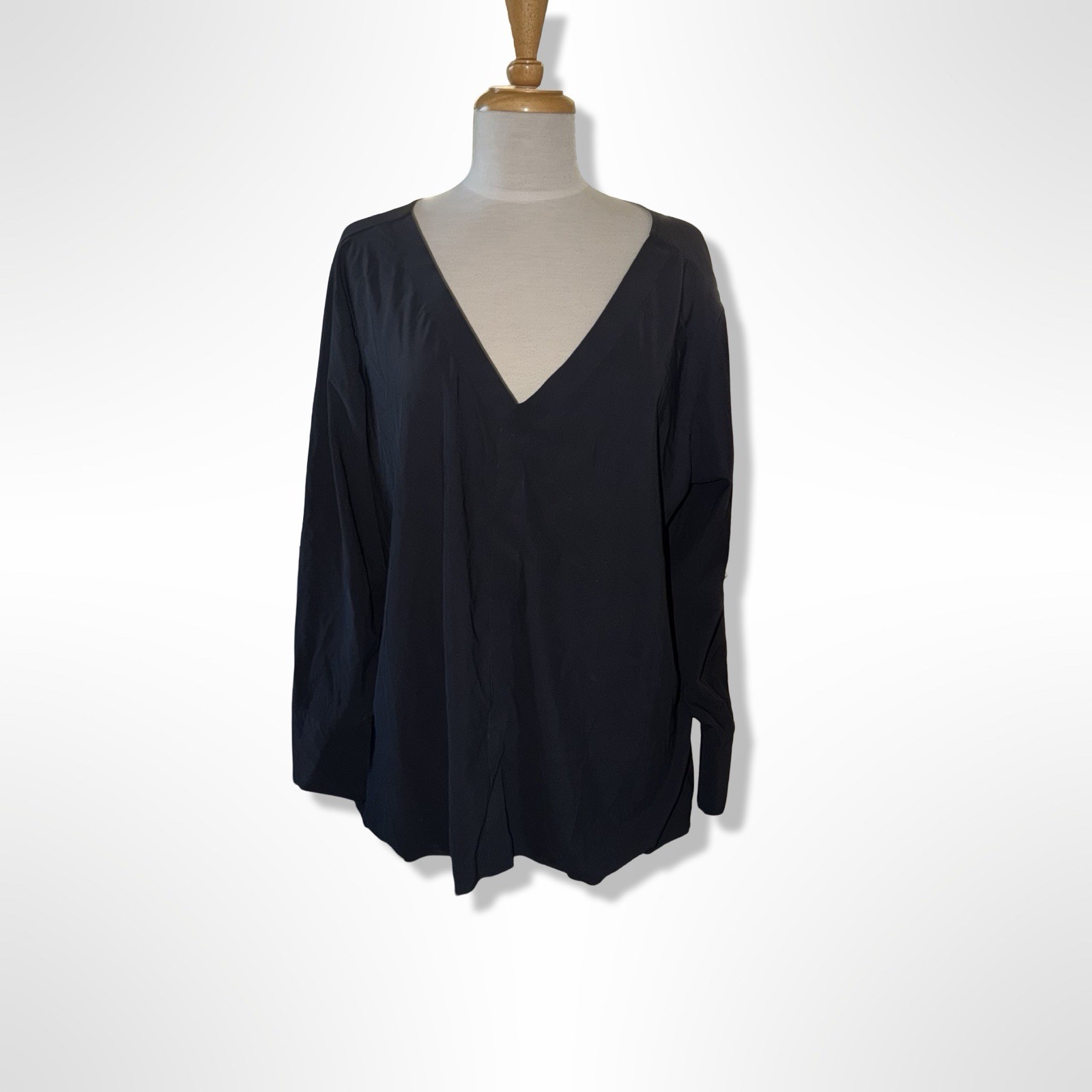 Aday Something Tailored Shirt Womens Sz XL Black Minimalist Work Travel Capsule