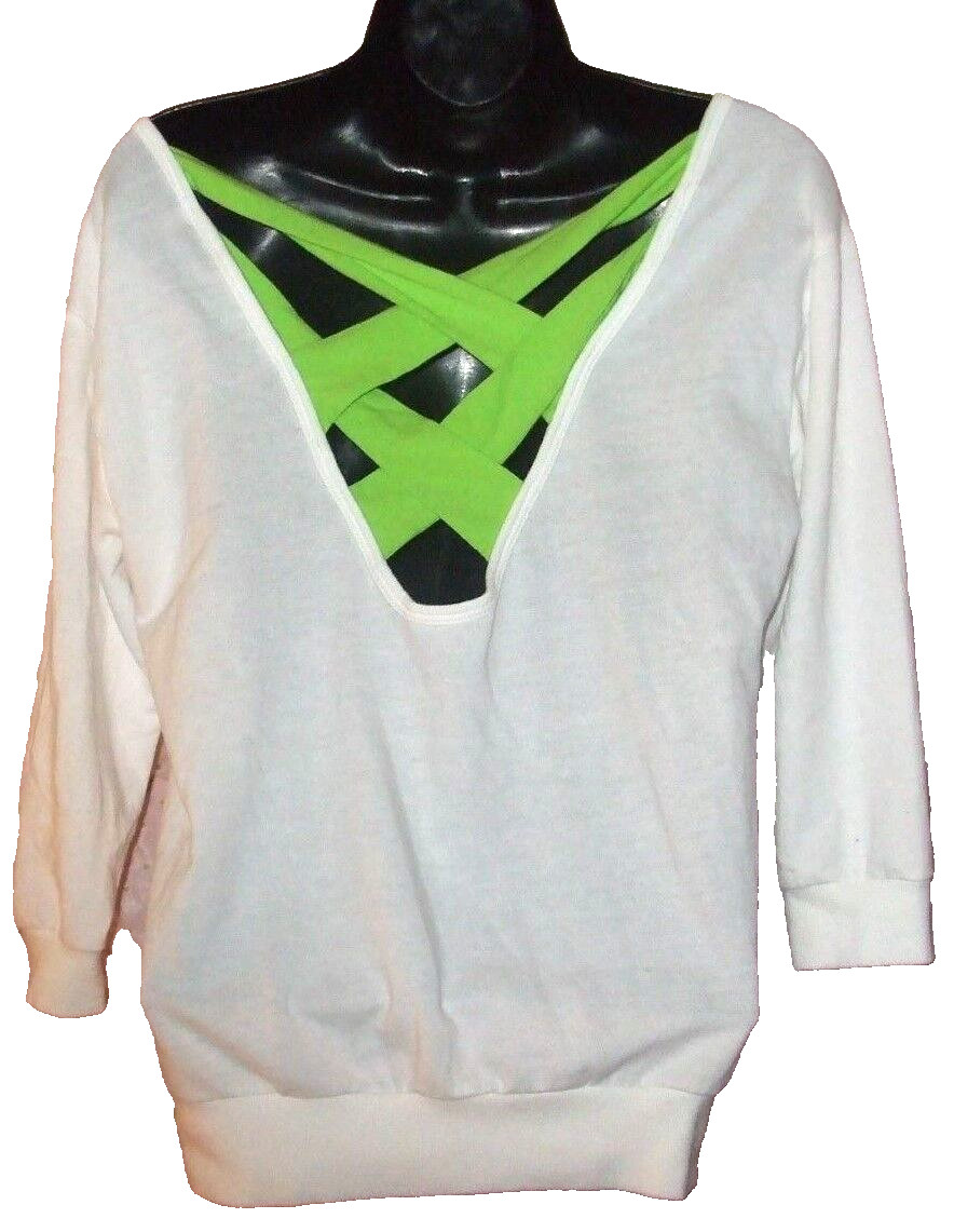 $59 new RUE 21 white KNIT GREEN STRAP CROSS BACK sweater blouse top