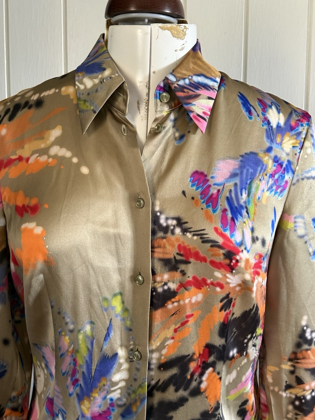 Escada 100% silk multi coloured shirt blouse – Size 38 UK 10 / 12