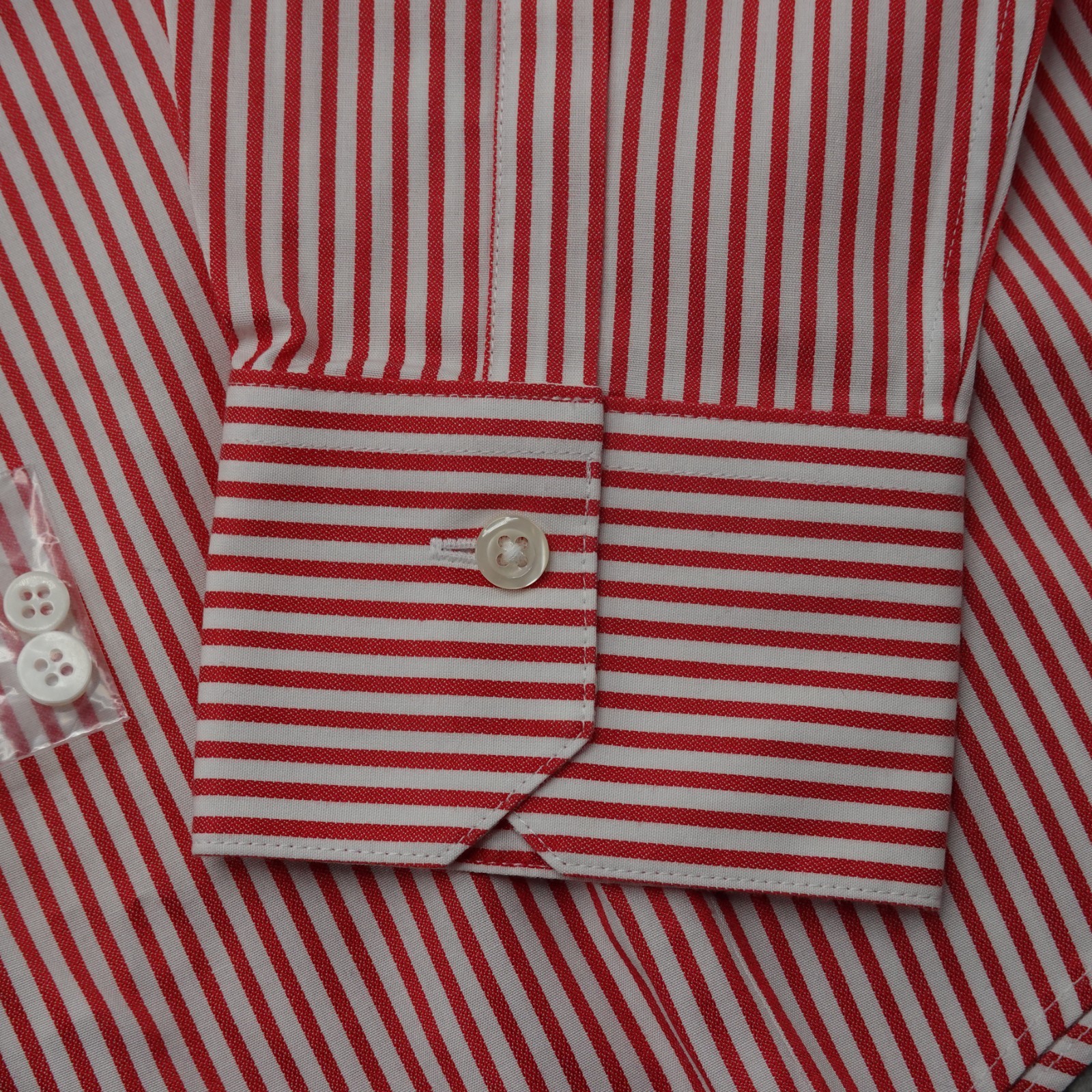 Brooks Brothers Shirt Womens 10 Red Stripe Fitted LS Notched Barrel Cuff $98