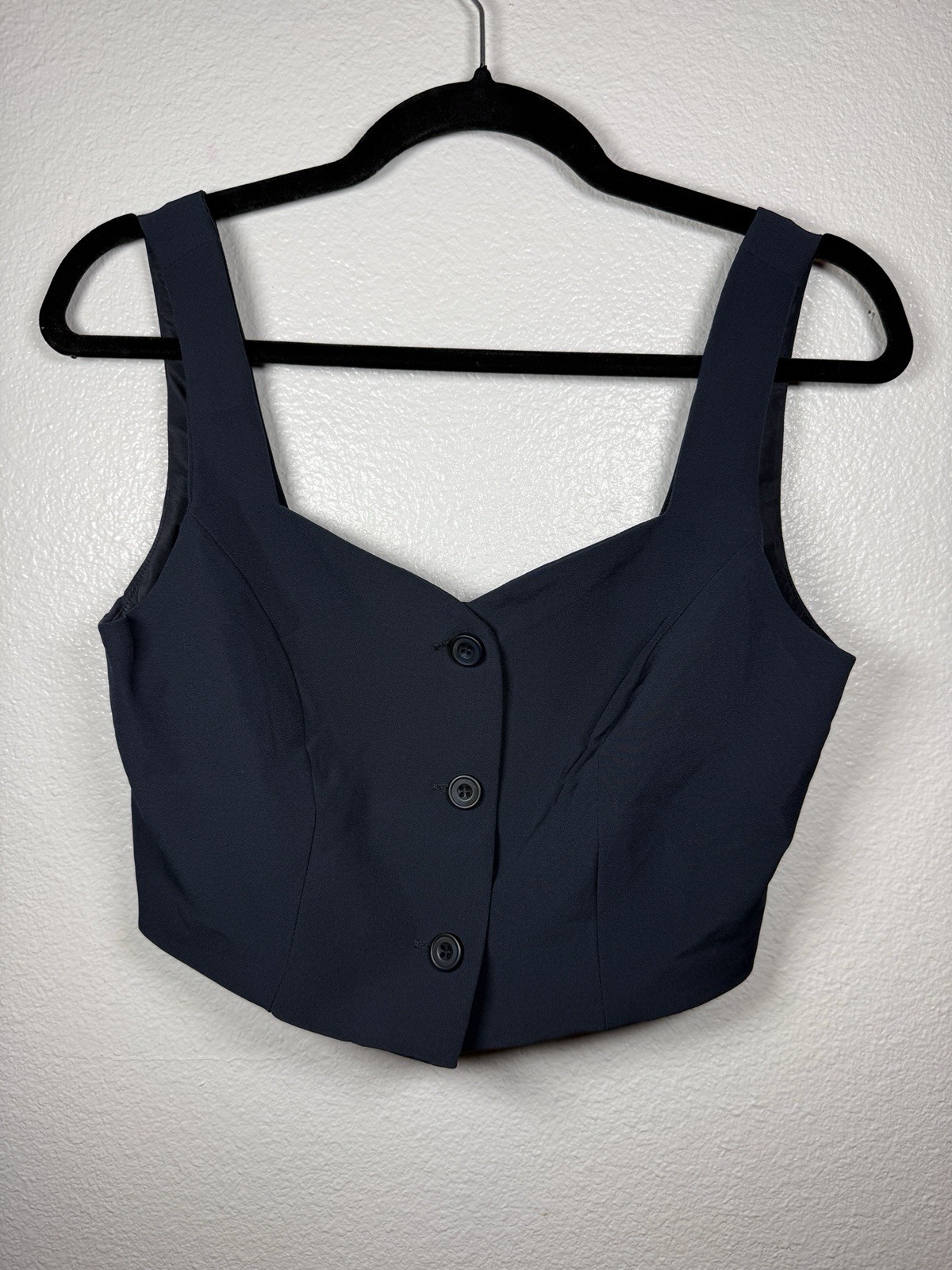 Navy Blue Crop Top Vest Women’s Size Small Sincerely Jules Button Front