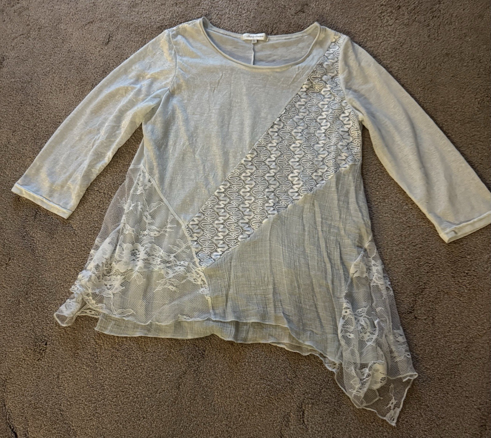 Women’s Simply Couture Mixed Fabric Tunic Top Size large