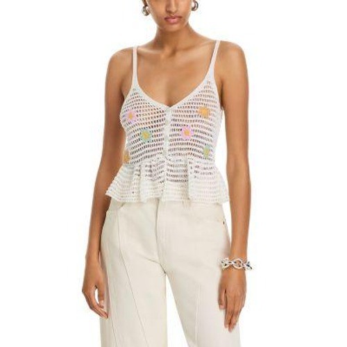 BLANKNYC Crochet Knit Top Womens XS Cream Flower Boho Cottagecore Grannycore NWD
