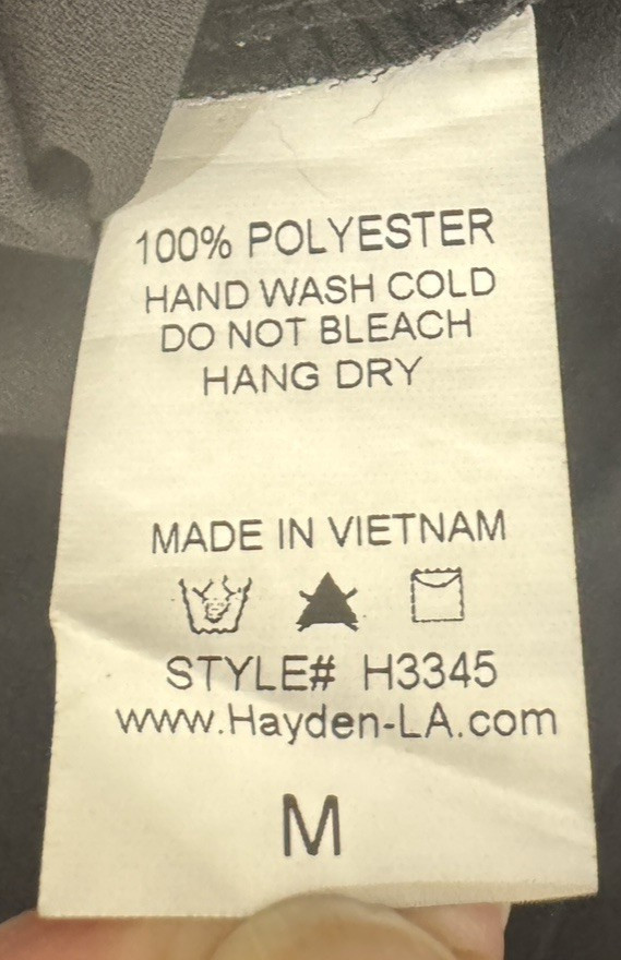 NWT Hayden Los Angeles Black V-Neck Popover Blouse Pockets, Zip Trim Size Medium