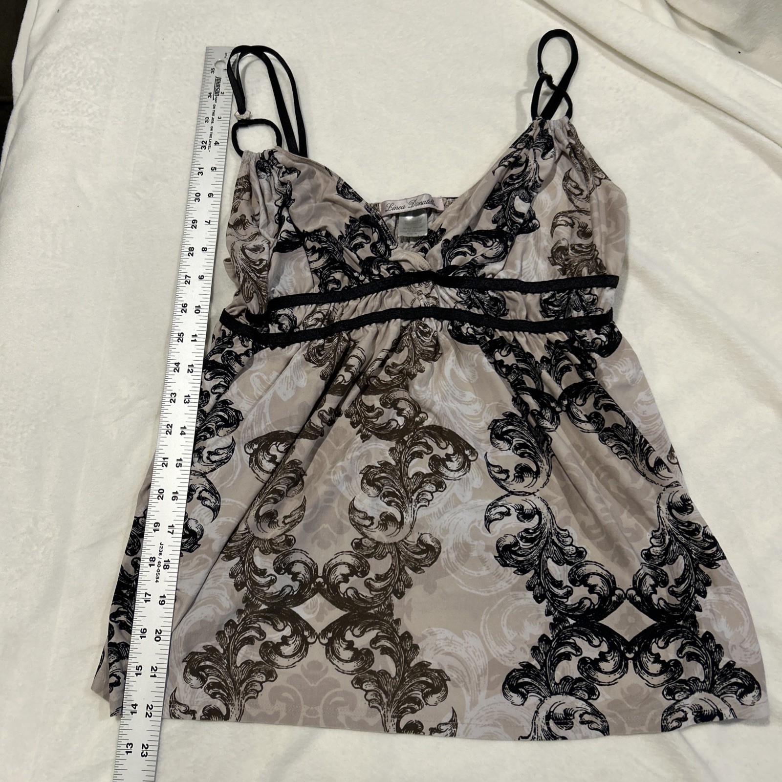 Linea Donatella Baroque Camisole Top M Y2K Whimsigoth Satin Empire Waist Cami